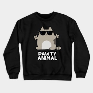 Pawty Animal Cute Party Cat Pun Crewneck Sweatshirt